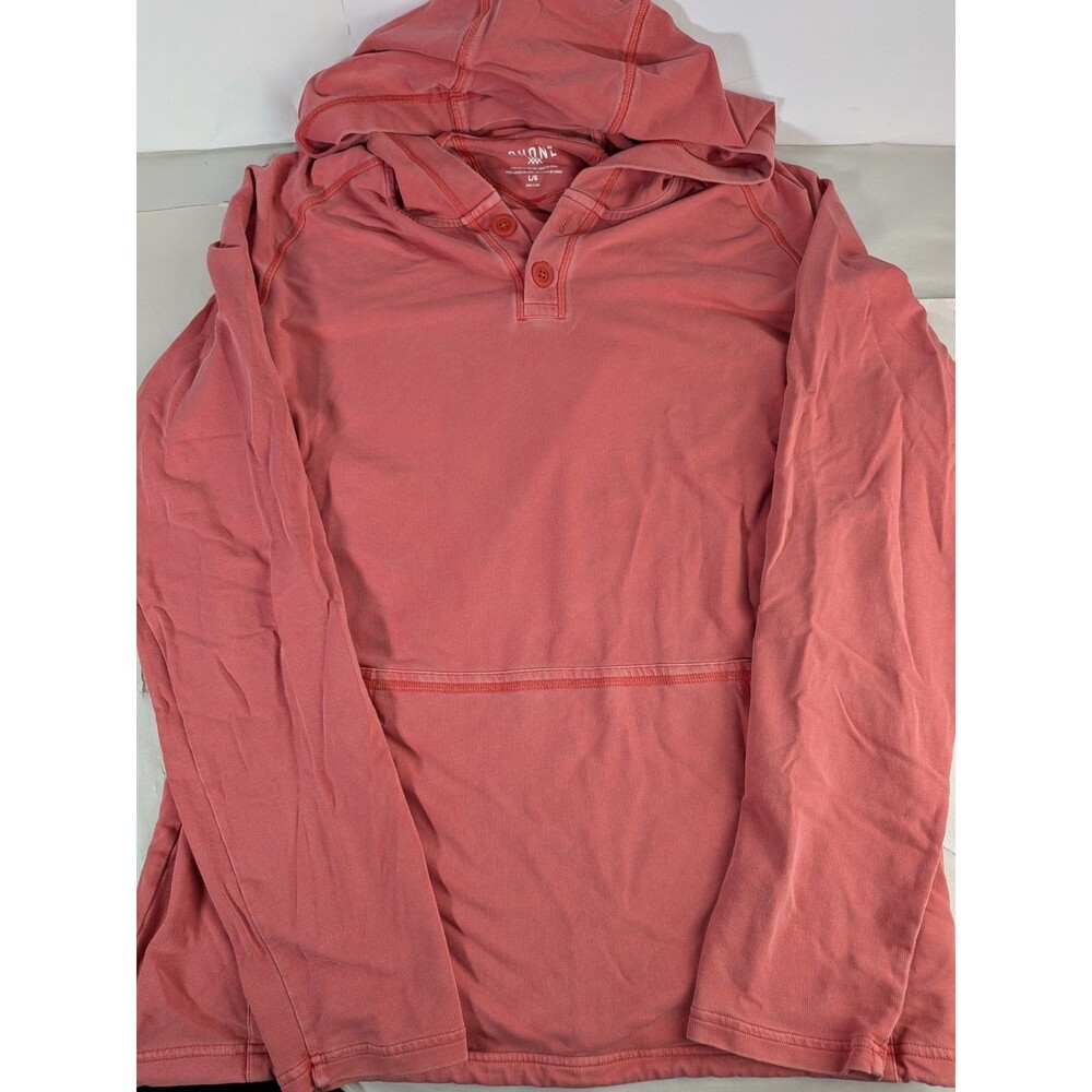 Rhone Hoodie Mens Large Pink Coral Bolinas Beach Henley Long Sleeve Sweatshirt